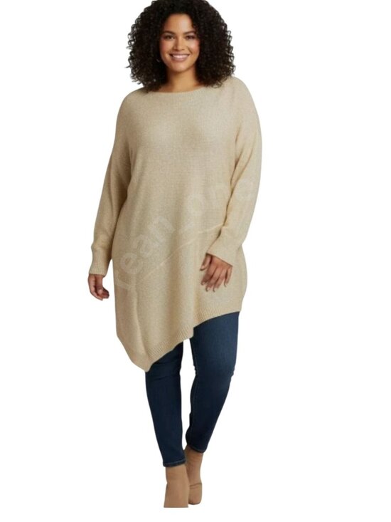 Verve Ami Tops - Verve Ami Women's Asymmetric Hem Shimmery Gold Pullover Sweater Plus Size 2X NWT